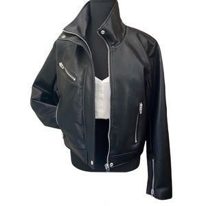 NEW BLANKNYC Vegan Leather Moto Jacket-Black SzL